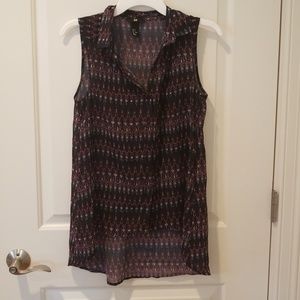 H&M high low printed tank with collar